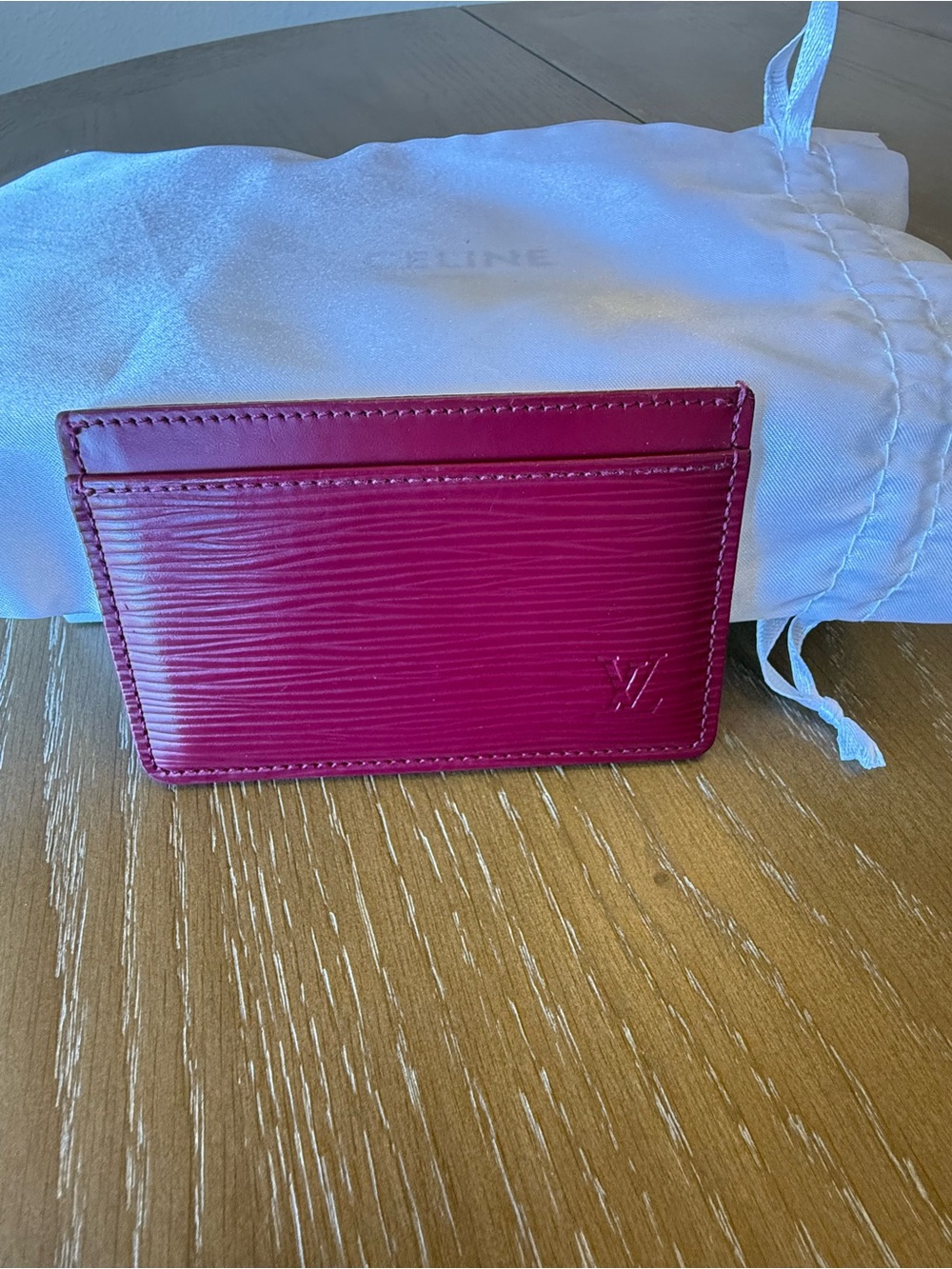 Louis Vuitton Epi Leather Fuchsia Card Holder Authentic COA